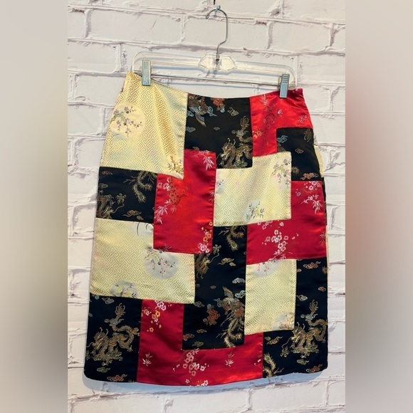 Sophie Chang Studio Silky Asian Patchwork Skirt - Picture 3 of 6